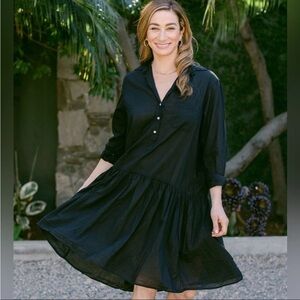 Grayson Changemaker 100% Cotton Black Drop Waist Shirt Dress M